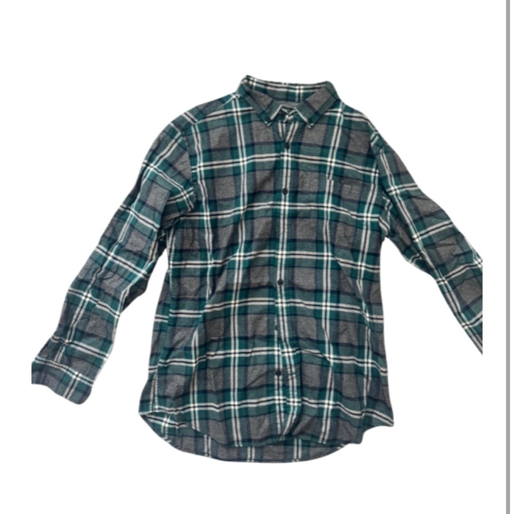 Banana Republic Teal and Gray Plaid Shirt